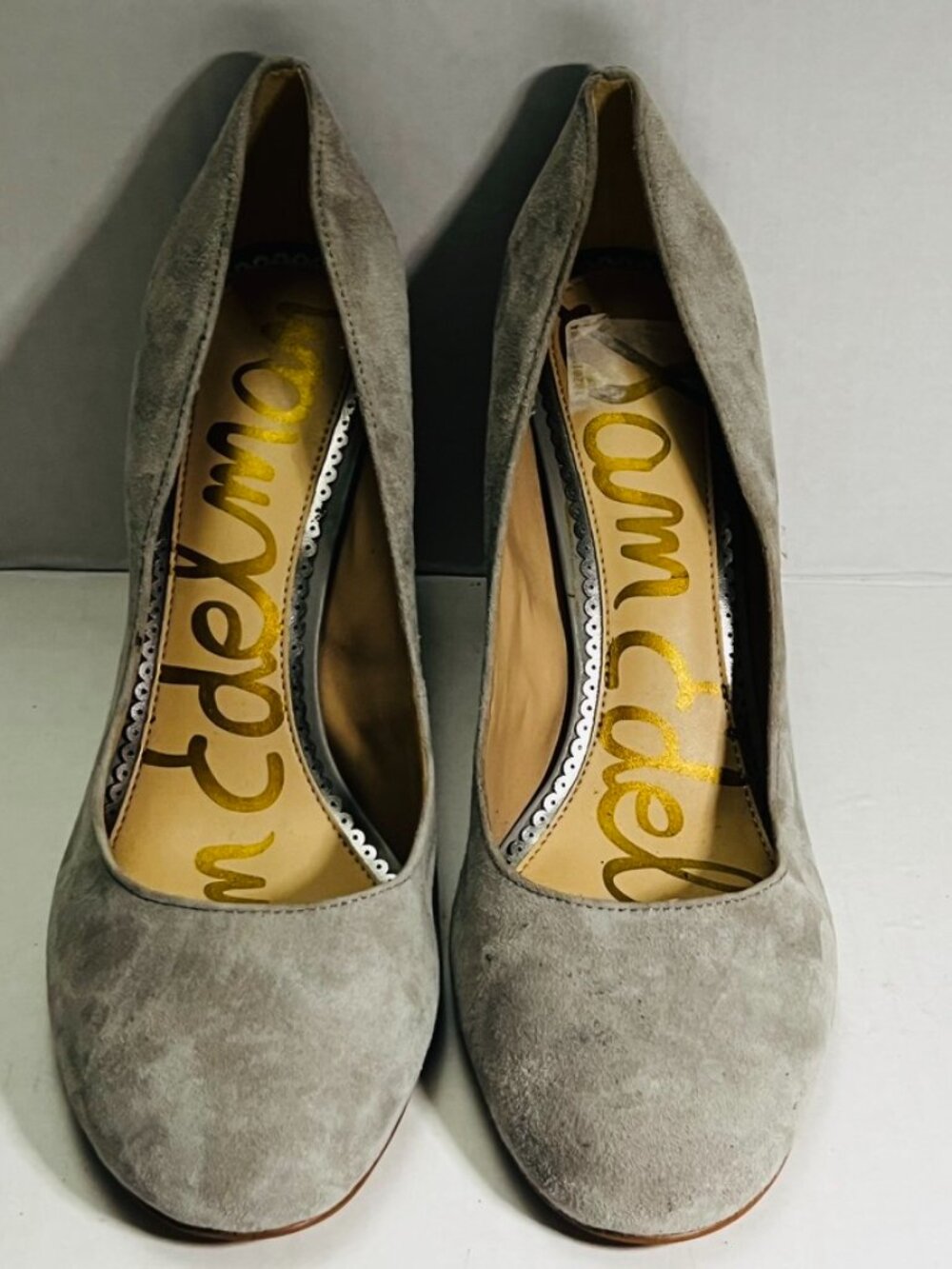 Sam Edelman Womens Stillson Pumps Block Heels Gray Suede Classic Size 9.5